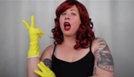 Yellow Rubber Gloves JOI from Stepmom with Auburn Hair MP4 1080