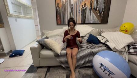 Owllete blows up and plays with punch balloon