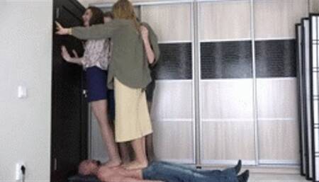 Inga & Olivia & Althea & Irma - pantyhose trampling 4K