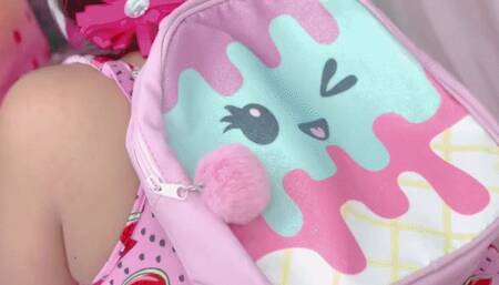 Teenage babe in cute dress shows thong, pussy, butt hole, and gets finger in ass