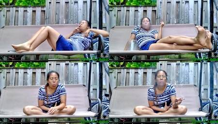 Petite Asian Smoking and Coughing outside on her backyard swing volume 33 Non Nude ****mp4****