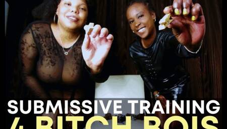 Submissive Training for Bitch Bois - Queen Ava and Goddxss K - A submissive training scene featuring: chastity, ebony domme, shiny clothing, pegging, femdom POV, and strap-on - 1080 MP4