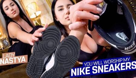 You now lick my Nike sneakers clean ( Shoe Worship POV with Lady Nastya ) - FULL HD MP4