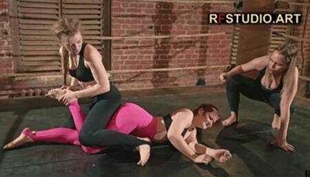 Mixed Tickle Wrestling - Pandora vs Brittany, Annabelle as the referee (FULL HD MP4)