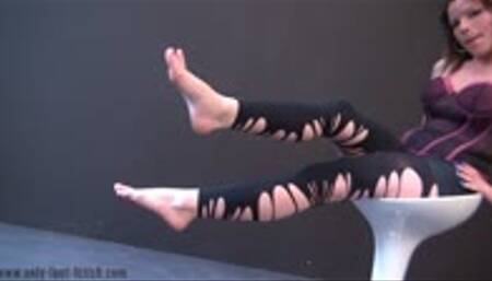 Mindy in purple corset and black sexy leggings