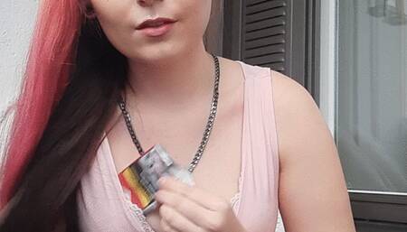 POV your smoker girlfriend videocalls you