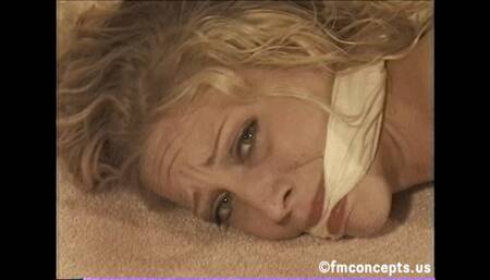 Cute blonde nude Samantha Sayre writhed hard on the floor after she was hogtied and gagged!