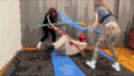 fighting, floating noodle whipping, chestsitting - 1092 Lea Pur and Nasty Nastya playfight the slave comic Version 720p