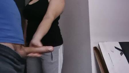 A Woman Saw a Man Jerking off a Dick and Decided to Look at Him