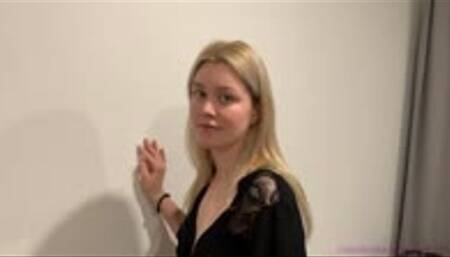 Tall Masha measuring her huge size 13 feet (44 EU), then posing her large soles