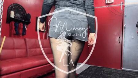 Mistress Snow Mercy Wears Short Shorts For Your Punishment