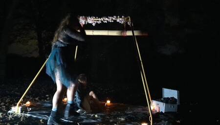 Spooky suspended spanking