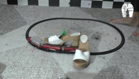 Small Train under hard wooden Mules