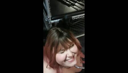 BBW made to walk on all fours to cage