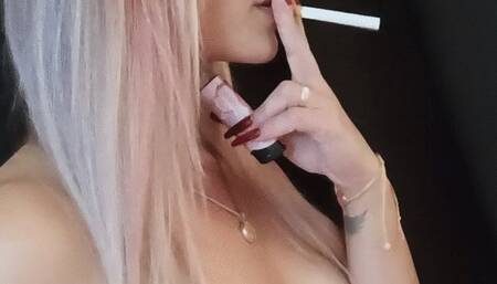 Sexy smoking, watch my tits rise as I'm taking deep drags