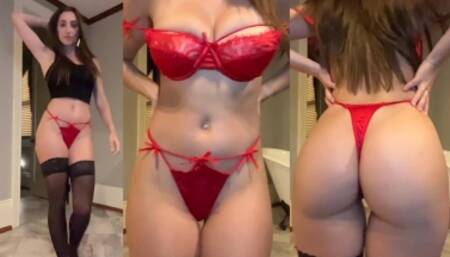 Christina Khalil Red Lingerie Striptease Video Leaked