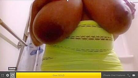 Roxi Red Shows Her Huge Boobs On Webcam In Bathroom