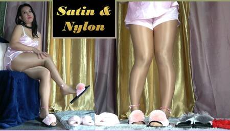 Satin, Shiny Tights and 4 Fluffy Slippers - HD