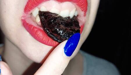 chewing and eating plums