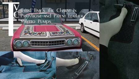 Third Time's the Charm in Pantyhose and Patent Leather Stiletto Pumps (mp4 1080p)