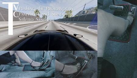 Pushing the Prototype in Pantyhose and Strappy Stiletto Sandals (mp4 1080p)