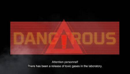 A lab accident or Sonya in a gray latex vacuum bed wearing a gas mask