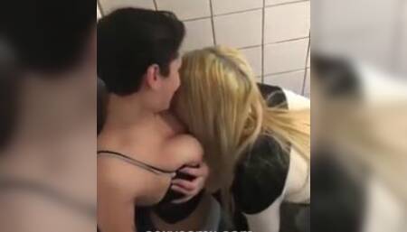Drunk girls having some fun at a club bathroom