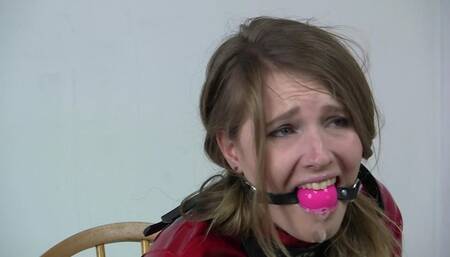 Ashley Lane Red Straitjacket and Pink Ball Gag Bondage