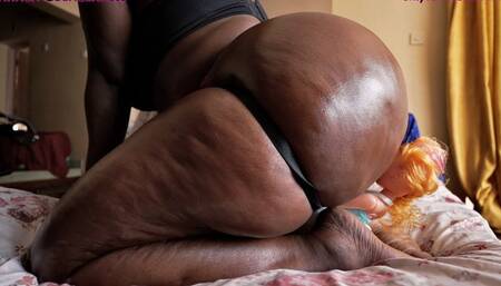 Small barbie doll gets swallows in a huge farting donk