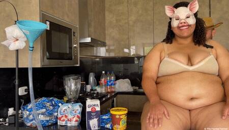 The Feedee Farmer Funnel Feeding SSBBW Yosi to grow HUGE!