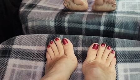 Lotion and toe wiggling