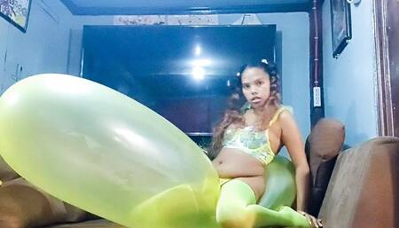 Sexy Juju Rides Your HUGE GL 500 In Hot Green Lingerie