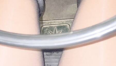 Wagon pumping and revving in shiny black nylons and lavender nails