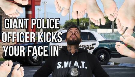 Giant police officer kicks you and humiliates you with his feet - Lalo Cortez