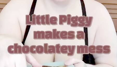 Little Piggy makes a chocolatey mess