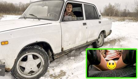VIKA GOT STUCK IN THE SNOW IN A VAZ 2107_1080 PRO RES HDR (full video 40 min) upskirt version