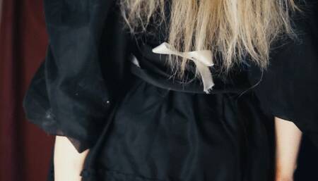 Up Close with Goth Maid's Pussy Lips