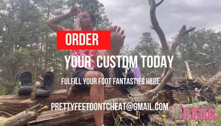 Sniffing hiking boots and socks after a hike