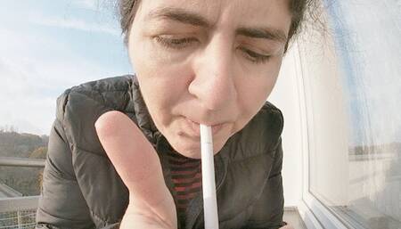 A lot of smoke in my mouth, and spit