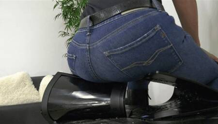 Crushing his laptop under my ass as a punishment