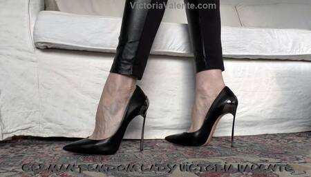 Watch my high heels with metal heels from the worm view