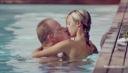 WOWGIRLS Tracy Loves Pampering her Boy in the Pool with Amazing Kiss, followed by Hot Sex.