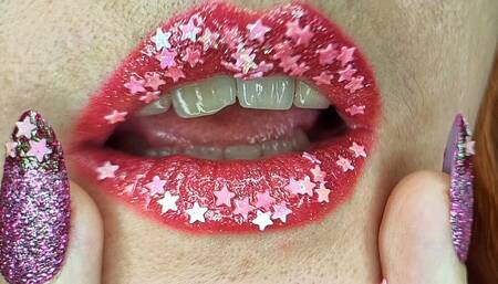 Starry pink lip aesthetic