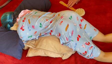 Bed, Bathbrush, Belt, and Her Bottom