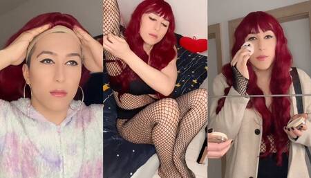 Working sissy slut feminization before night