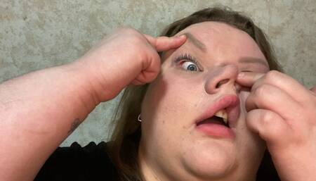 human piglet showing a stupid face