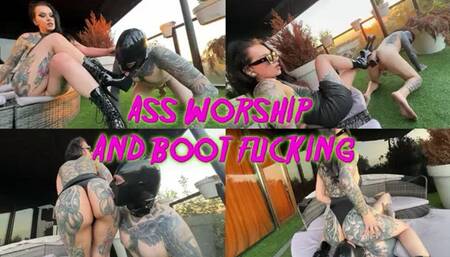 High heel fucking and ass worship on balcony