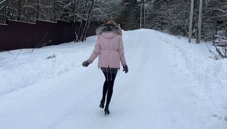 girl walks along a slippery road, slips and twists her ankle, it hurts her to walk up a slippery mountain, but it’s even harder to go down
