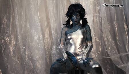 357 Rebeka Black cosmic airbrush costume cosplay with wig