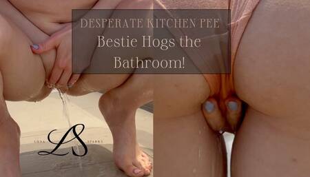 Pee Desperate Girl Helplessly Floods Bestie's Kitchen Floor